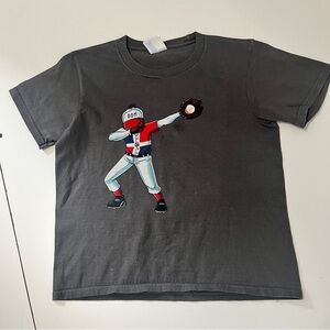 Charcoal Kids Tee with Baseball Graphic